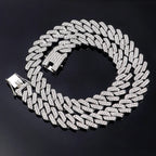 Iced Out Cuban Link Chain Necklace 14mm — Two-Tone