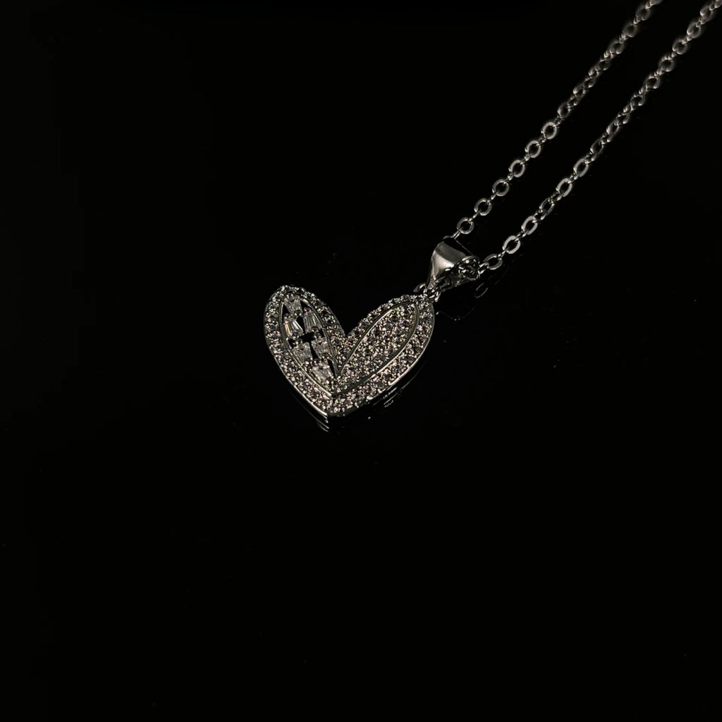 Diamond Love Collarbone Necklace — Stainless
