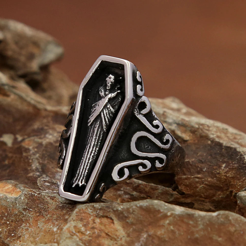 Skull Motorcycle Steel Ring Retro Unique Vampire