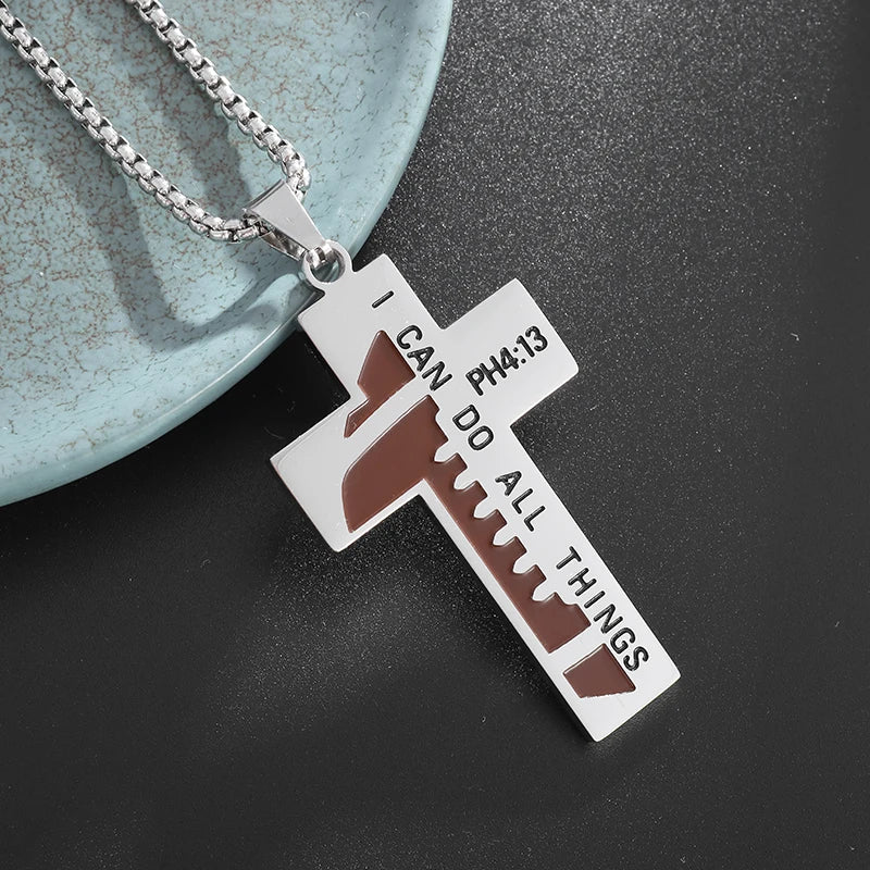 Templar Cross Round Medal Pendant Necklace — Stainless Steel
