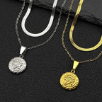 Stainless Steel Egyptian Eyes Hieroglyph Chain Necklace for Women Men Gold Color Eye of Ra Horus Symbol Pendant Necklace Jewelry