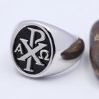 Chi Rho Cross Ring — 925 Silver
