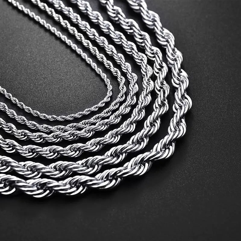 Hot Selling 2/3/4/5/6mm 316L Rope Chain Necklace Stainless Steel Never Fade Waterproof Choker Men Women Gold Color