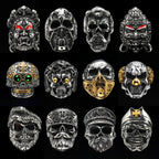 Vintage Punk Gothic All Skull Head Series Stainless Steel Womens Mens Rings Unique for Biker Jewelry Creativity Gift