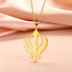 LIKGREAT Classic Sikhism Symbol Necklace Stainless Steel Sikh Khanda Necklaces Religious Protection Amulet Jewelry for Women Men