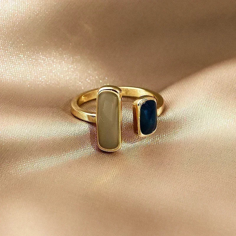 Heart & Flower Open Adjustable Finger Ring — Enamel, Mixed Styles