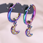 Moon Dangle Huggie Hoop Earrings, Multi-Style — Stainless Steel