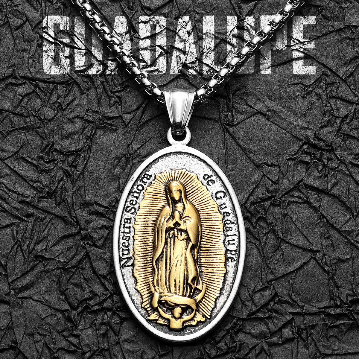Guadalupe Pendant Necklace Stainless Steel Vintage