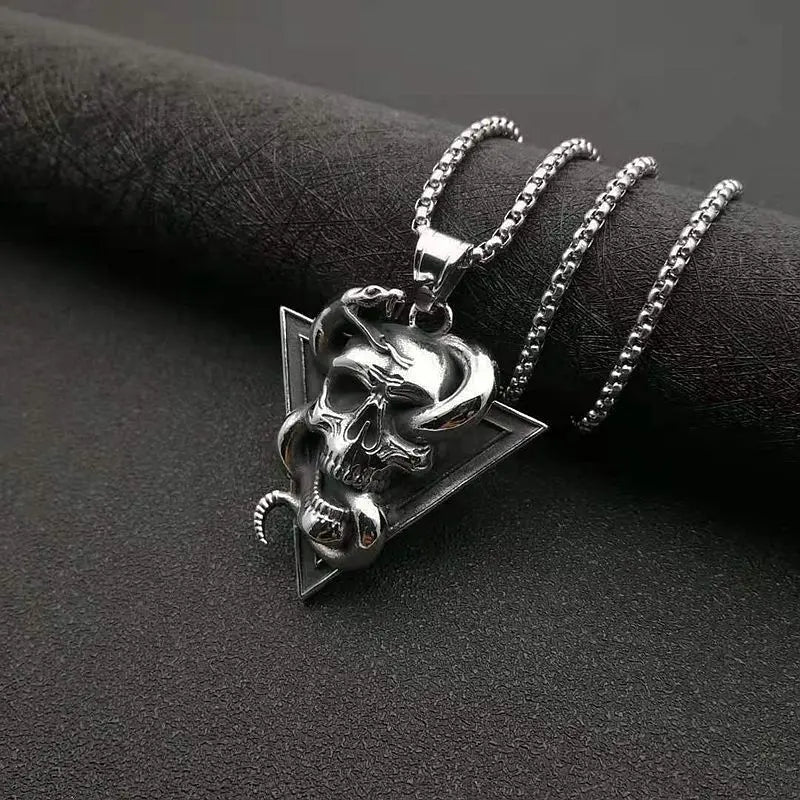 Skull Steel Pendant European American Snake Wrapped