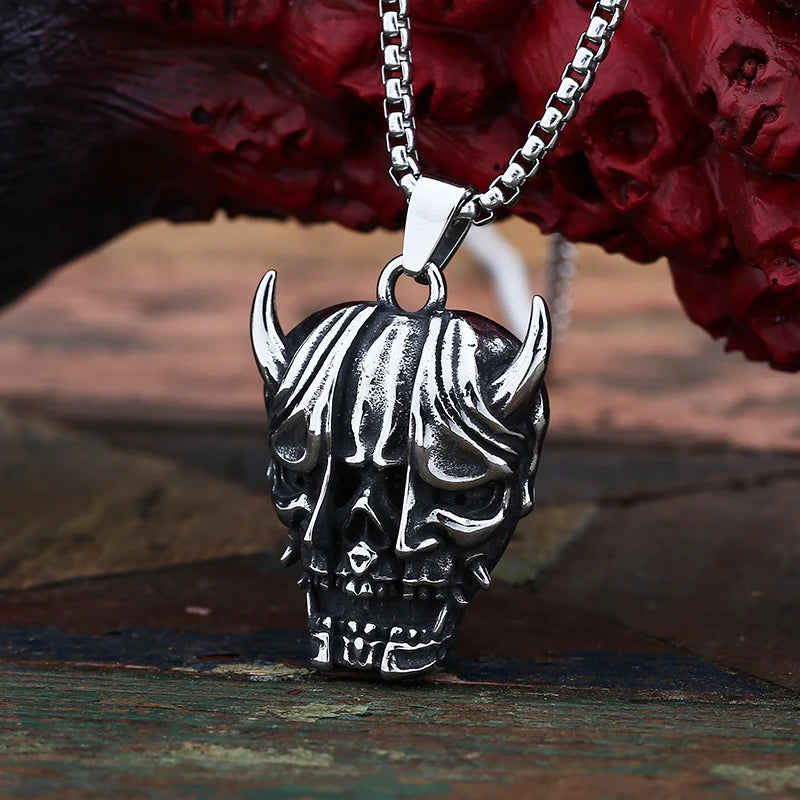 Ghost Skull Mask Pendant Necklace — Stainless Steel