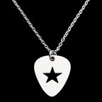 Guitar Pick Star Cross Pendant — Silver