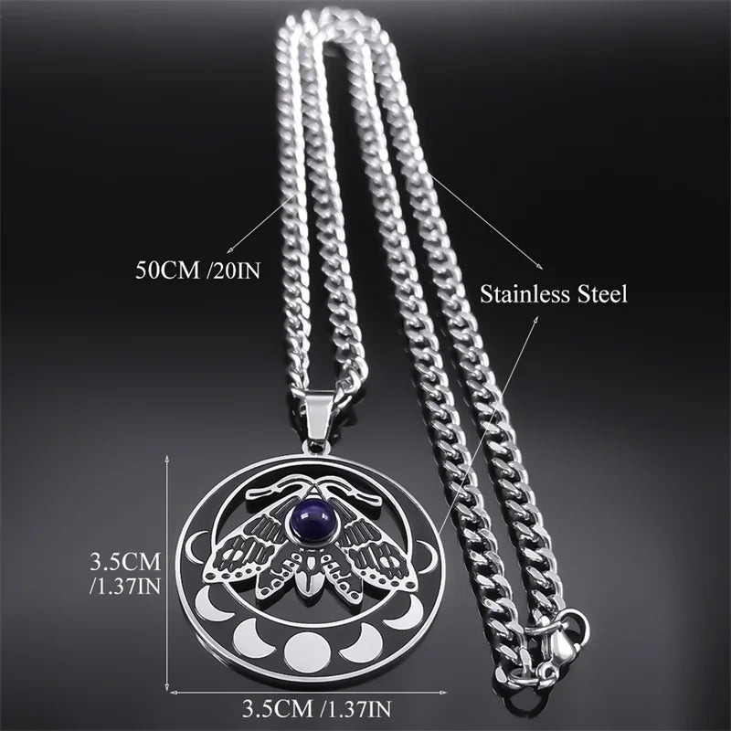 Moon Crescent Pendant Necklace — Stainless Steel