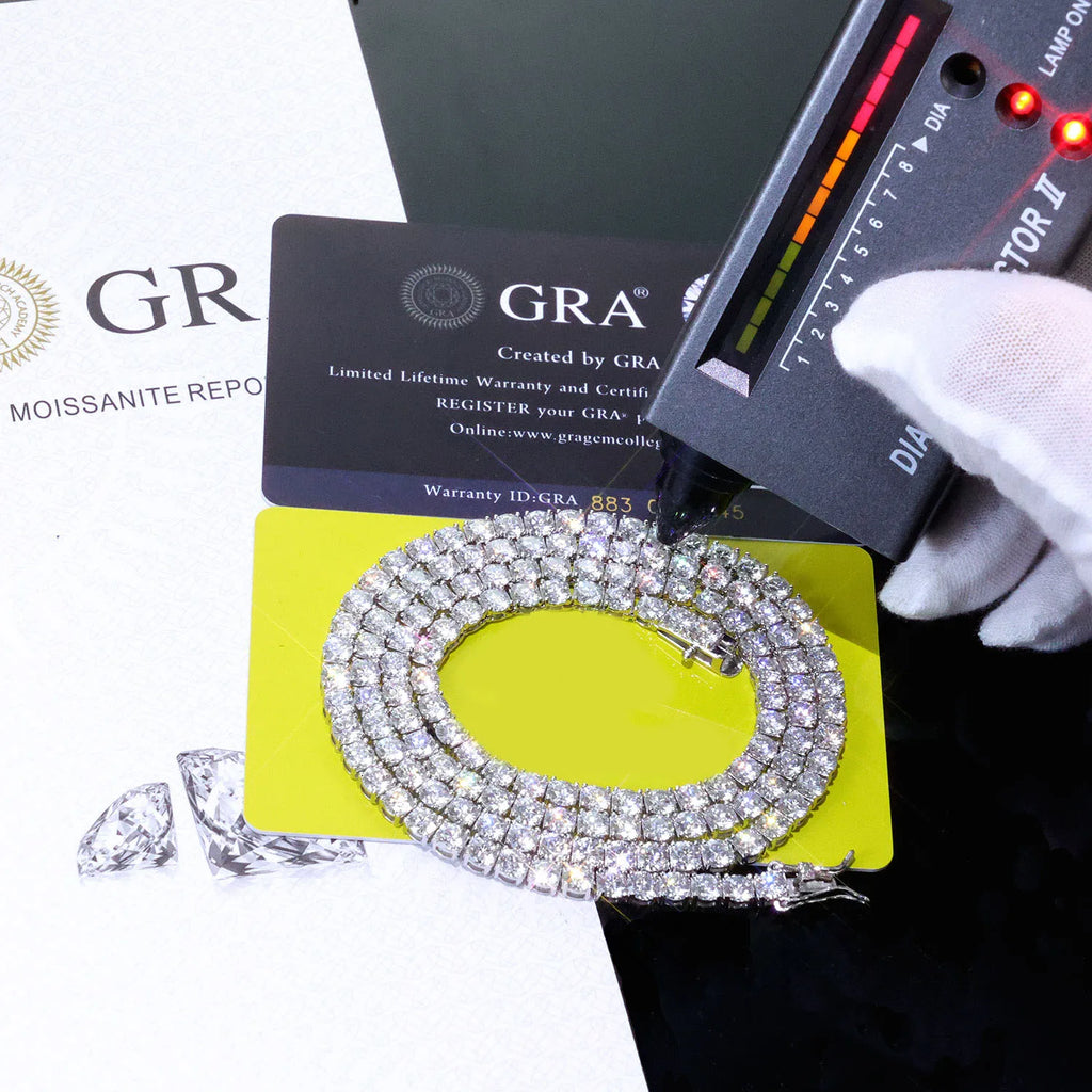 925 VVS Moissanite Tennis Chain Fine Jewelry 2/3/4/5MM Width Iced Out Bling Moissanite Bracelet Sterling Silver for Women Men