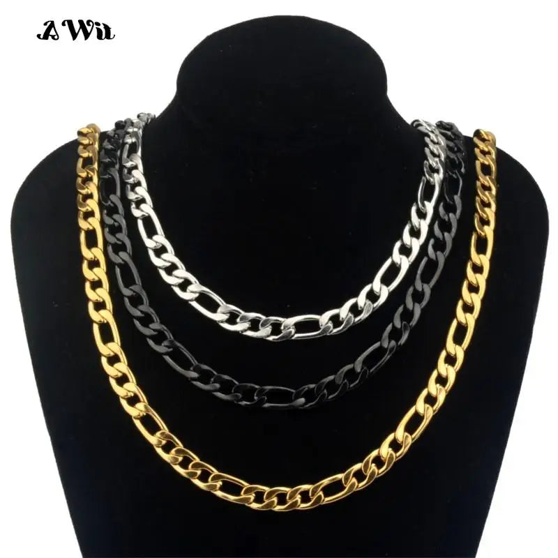 AWit 2022 Fashion Classic Figaro Chain Necklace Men Stainless Steel Long Necklace For Men Women Chain Jewelry
