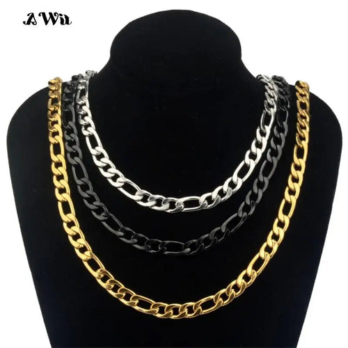 AWit 2022 Fashion Classic Figaro Chain Necklace Men Stainless Steel Long Necklace For Men Women Chain Jewelry