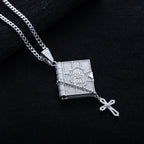 Iced Out Bible Cross Pendant — 925 Silver