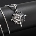 Gothic Viking Rune Amulet Cross Pendant Necklace — Zinc Alloy