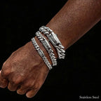 Silver Cuban Chain Necklace Stainless Steel 8/10/12MM