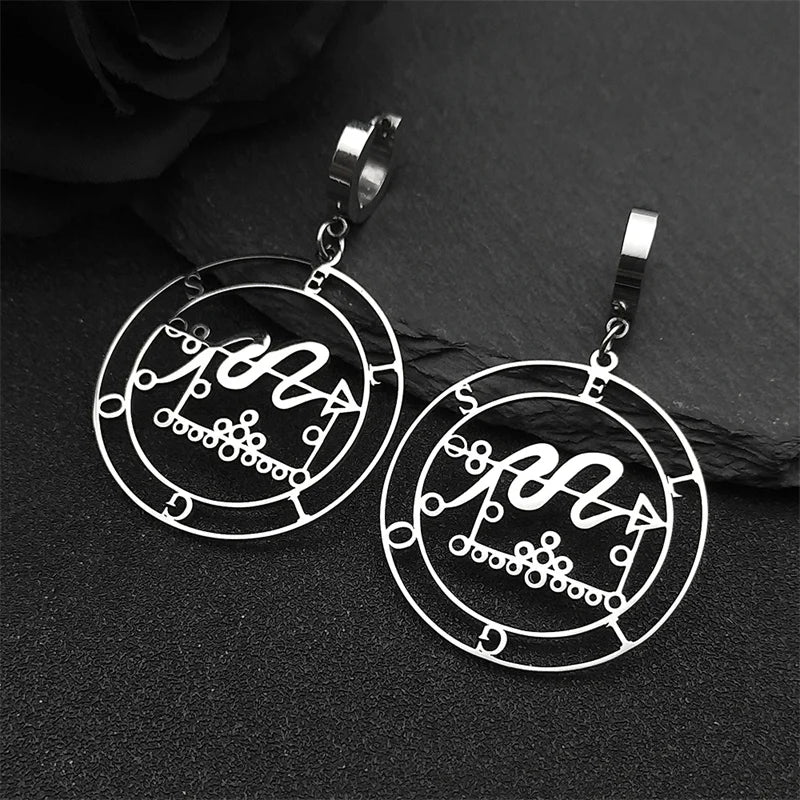 Sigil Lucifer Hoop Earrings — Stainless Steel
