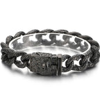 Punk Skull Bracelet For Man In Black Stainless Steel Skeleton Jewelry Men's Wrist Bracelets Rockers' Jewelry