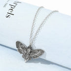 New Death Moth Necklace Retro Pendant Skull Gothic Butterfly Sweater Chain Hip Hop Female Male Jewelry Halloween Accessories