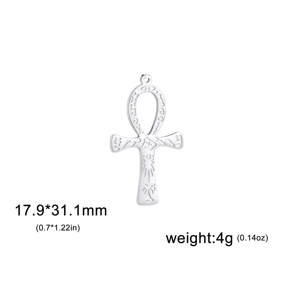 LIKGREAT Egyptian Ankh Cross Egypt Eye Pendant for Necklace Earrings Stainless Steel Eye of Horus Charms for Jewelry