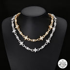 NUOYA Star Cuban Link Chain Gold Silver Color Iced Out CZ Zircon Hip Hop Necklace For Men Women Bling Bling Jewelry