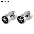 Barbell Dumbbell Stud Earrings — Stainless Steel