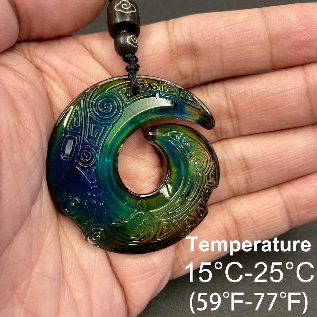 Super Cool Thermochromic Pendant Mysterious Lucky Time Necklace Brings Luck Fortune Awesome Color Changing Trendy