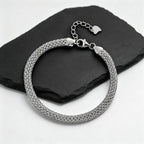 Trend Mesh Chain Bracelet for Men,Silver Color Adjustable Link Wristband,Hip Hop Punk Jewelry Gift