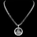 Saint Christopher Protect Us Enamel Medal Pendant Necklace for Women Men Stainless Steel Christian Chain Amulet Jewelry