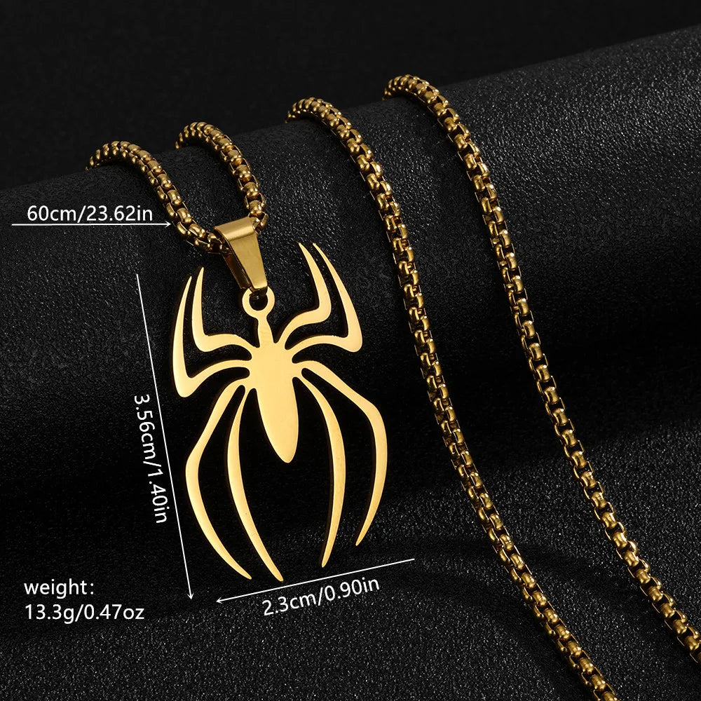 Gothic Accessories Spider Pendant Halloween Horror Spider Necklace Stainless Steel Material Vacuum Plated Non Fading