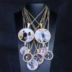 HHIOK Customized Necklaces Circle Chain Picture Personalized Diamond Memory Pendant with Photo Wing Design Gift for Men