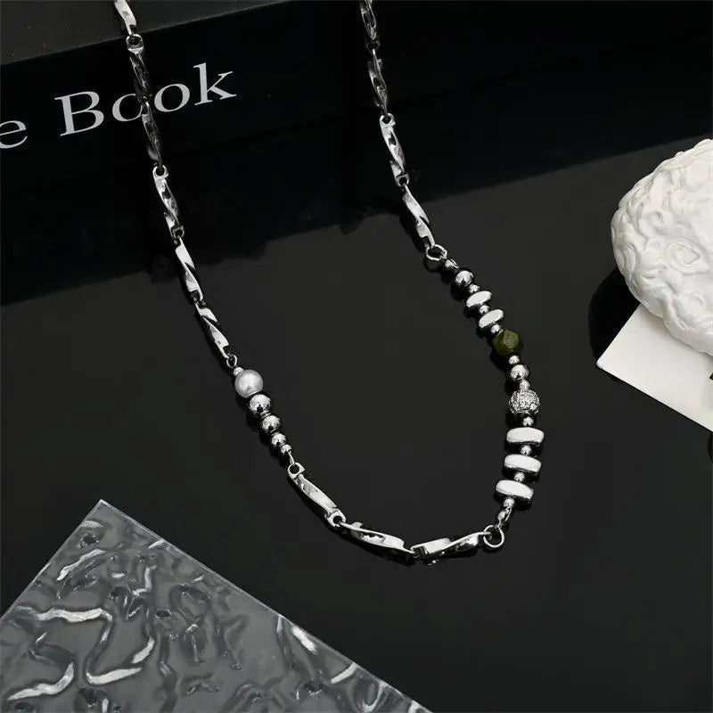 Beaded Stainless Steel Pendant Necklace