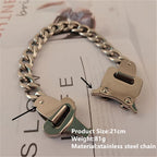 HANGZHI 2021 NEW Hip Hop Punk Titanium Steel Street Men and Women Letters Metal Safety Buckle Necklace Fashion Jewelry