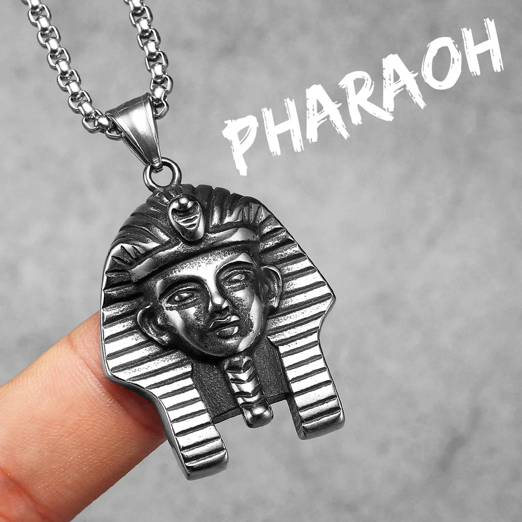 Egyptian Pharaoh Stainless Steel Pendant Necklace