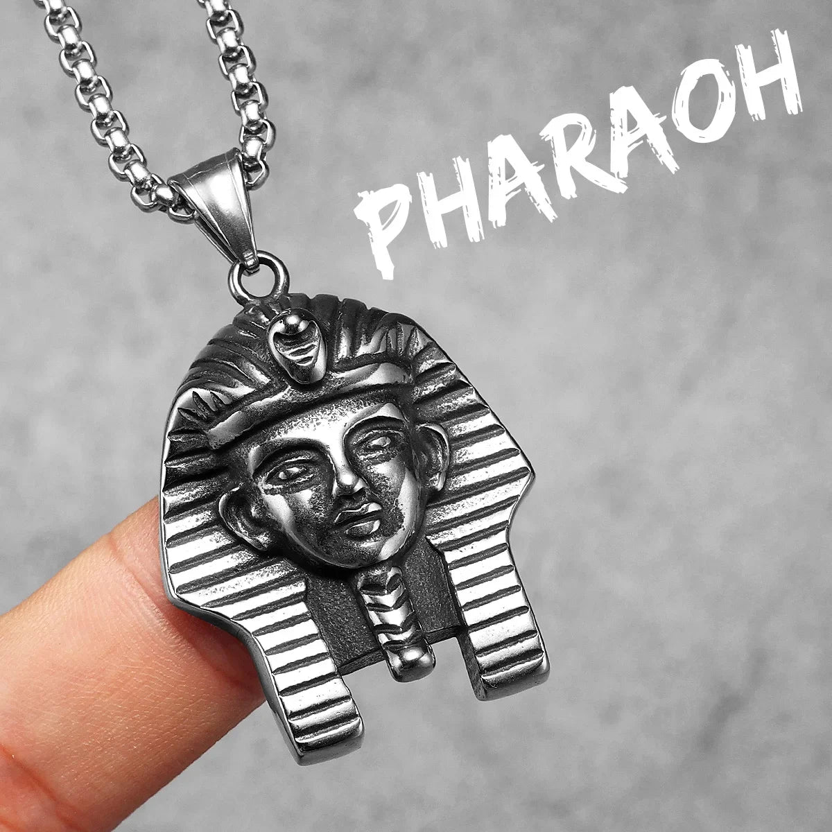 Egyptian Pharaoh Stainless Steel Pendant Necklace