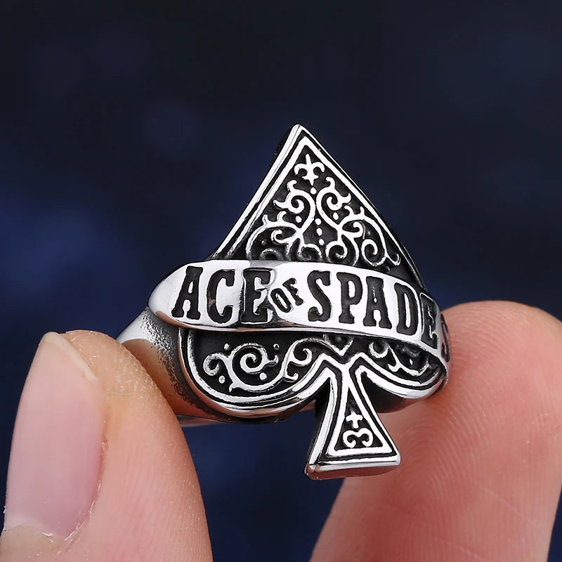 New Creative Design High Quality Ace Of Spade Playing Card Ring For Men Punk Hip Hop Dropshipping Jewelry