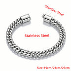 Men's Hip Hop Cuban Chain Bracelet Stainless Steel Wristband Magnetic Clasp Punk Style Trendy Fashion Jewelry Gift for