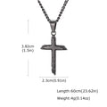 Wood Textured Cross Necklace for Men — Stainless Steel Chain