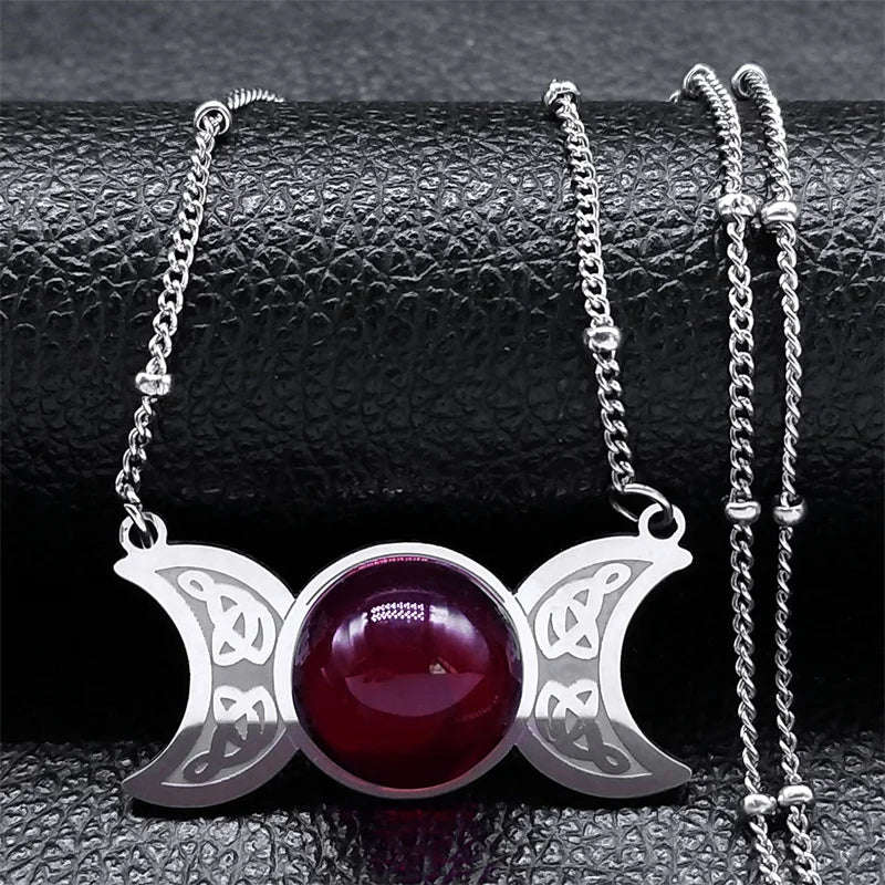 Celtic Moon Pendant Necklace — Stainless Steel