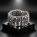 Bracelets For Men's Boy Fashion Chain Jewelry, 316L Stainless Steel Rock Punk Motorbiker Cross Flower Bracelet and