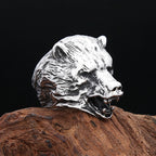 Viking Steel Ring Nordic Bear Head Slavic