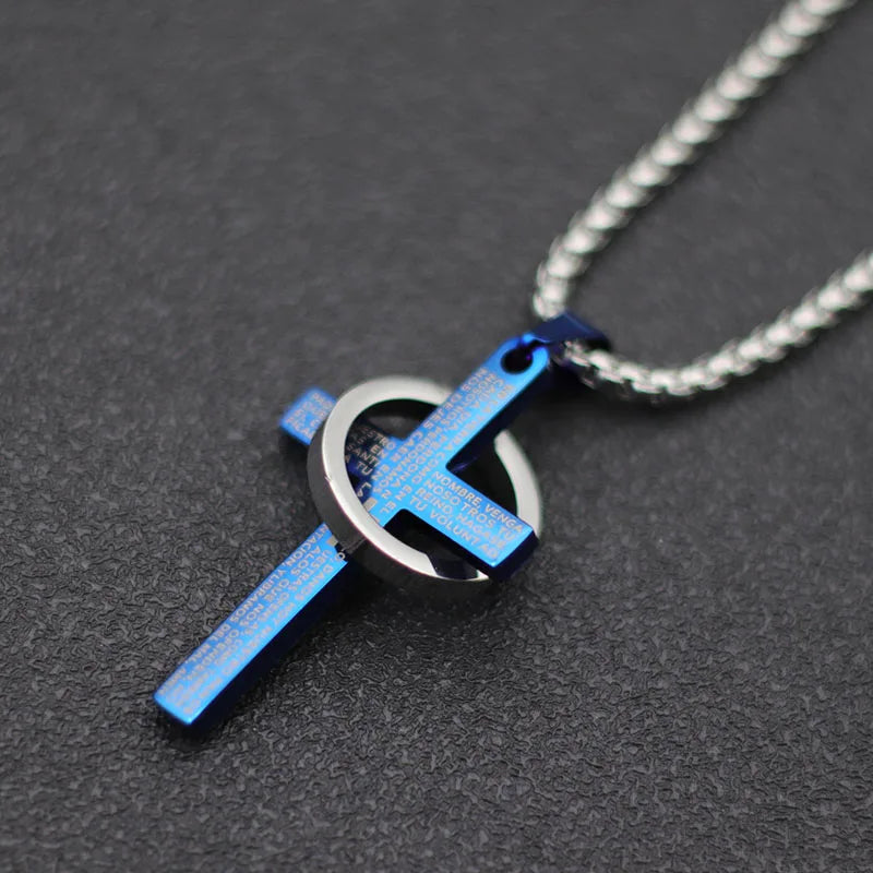 Fashion Men Necklace Unfading Not Allergic Stainless Steel Cross Collar 24 Inches Pendant Jewelry Hiphop Rock Casual