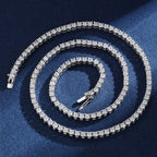 Luxury Hip Hop Tennis Necklace 3m/4m/5m Created Moissanite Gemstone Unisex Basic Tennis Chain Necklace Fine Jewelry Wholesale