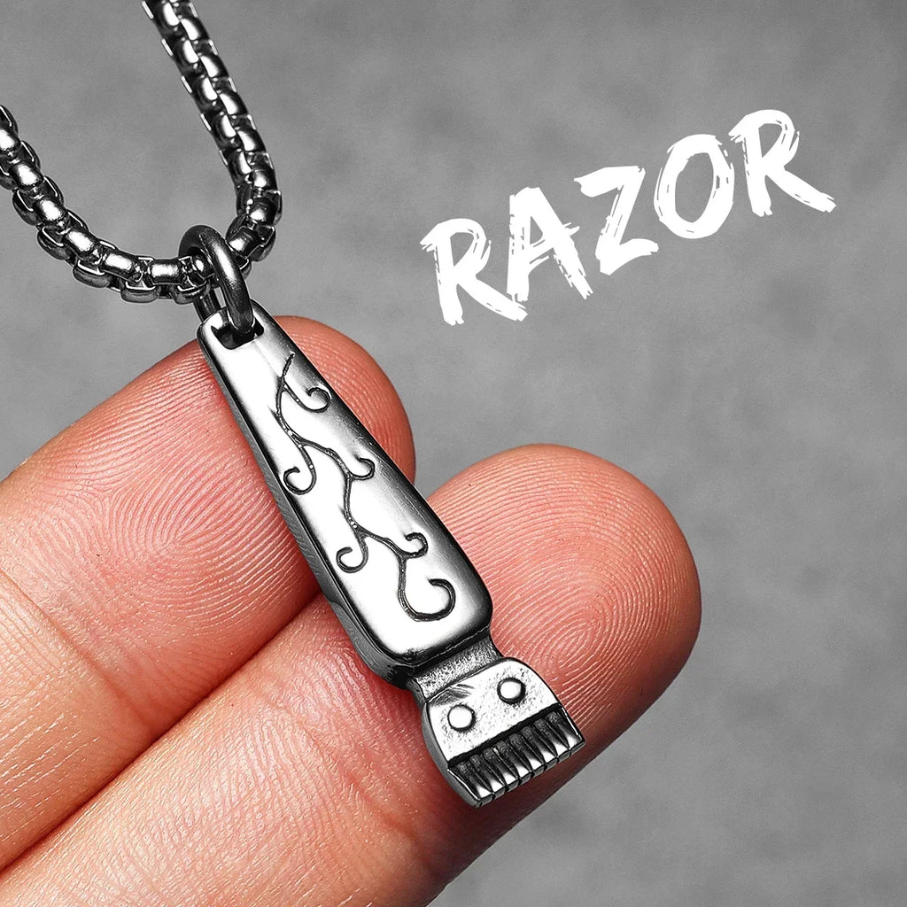 Barber Tools Pendant Necklace — Stainless Steel