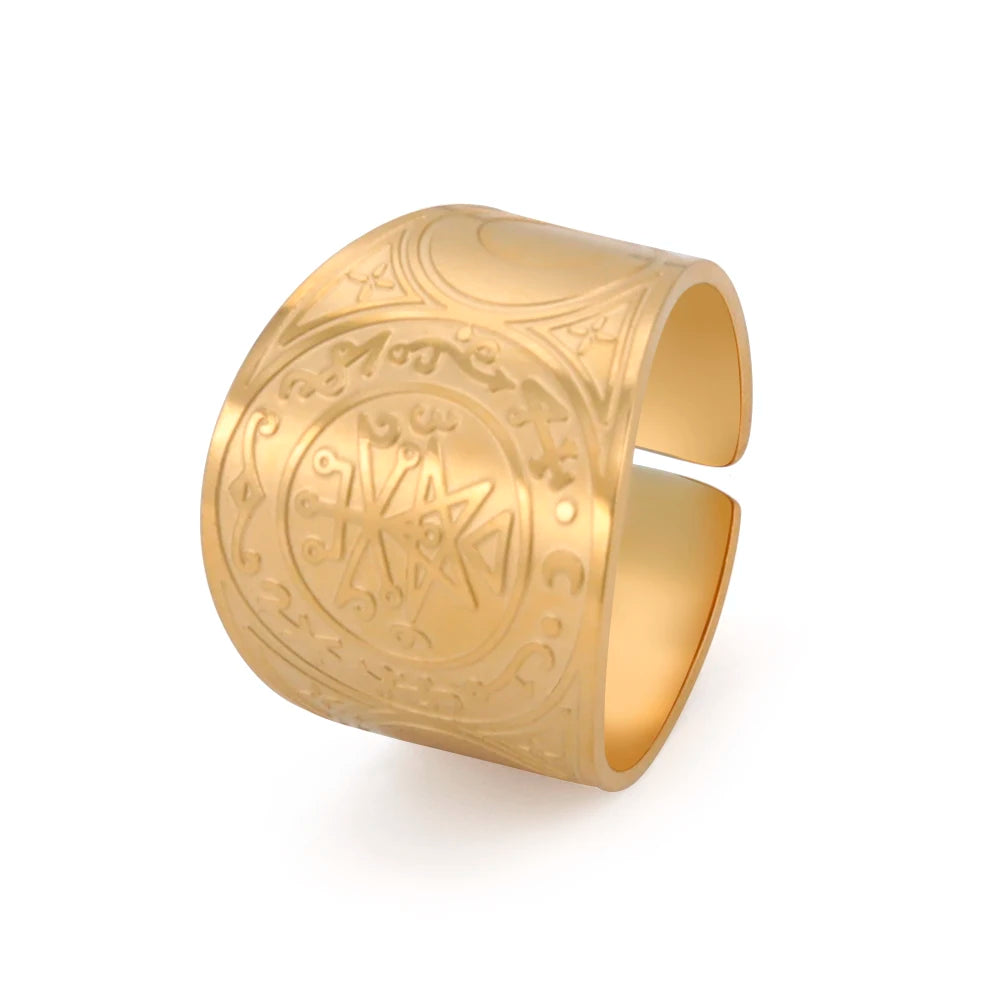 Magic Formation Sigil Seal Open Ring — Wide Adjustable Band