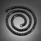 HIYEE 3mm/4mm/5mm/6mm/7mm/8mm Black Color Stainless Steel Cuban Link Chains Classic Men Boy Curb Chunky Necklace 14 to 30 Inches