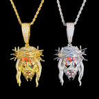Aokaishen Iced Out Smooth Barbered Wire Jesus Necklace Pendant for Men Prong Setting 5A Cubic Zirconia Hip Hop Jewelry