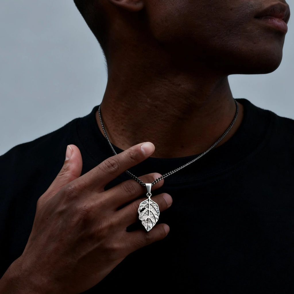Vintage Maple Leaf Pendant Necklace for Men — Stainless Steel